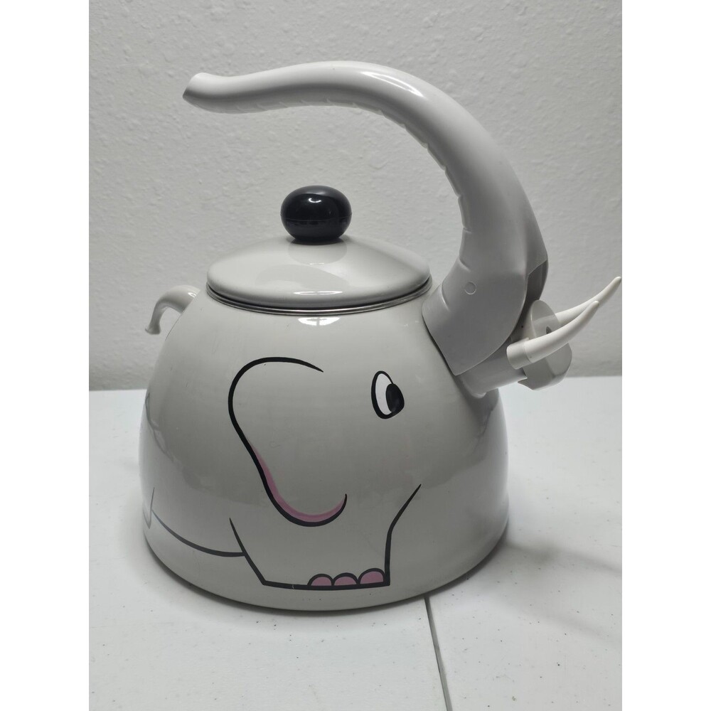Vtg 1992 Elephant Tea Kettle Kamenstein Whistling Tea Pot stainless steel 2 Qt